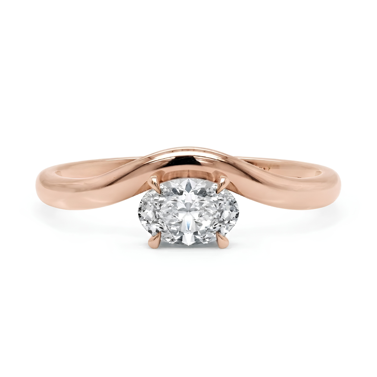 Sculptural Oval Diamond Ring in Solid Gold – 0.50 CT