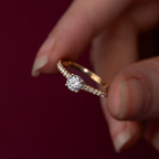 Golden Pavé Diamond Engagement Ring in Solid Gold