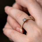 Golden Pavé Diamond Engagement Ring in Solid Gold
