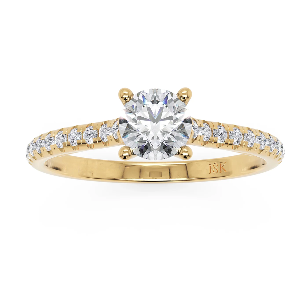 Golden Pavé Diamond Engagement Ring in Solid Gold