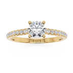 Golden Pavé Diamond Engagement Ring in Solid Gold