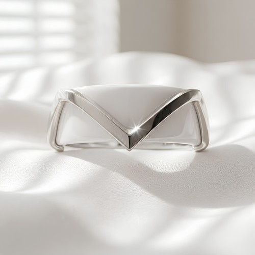 Minimalist Chevron Oura Ring 5 Cover Sterling Silver