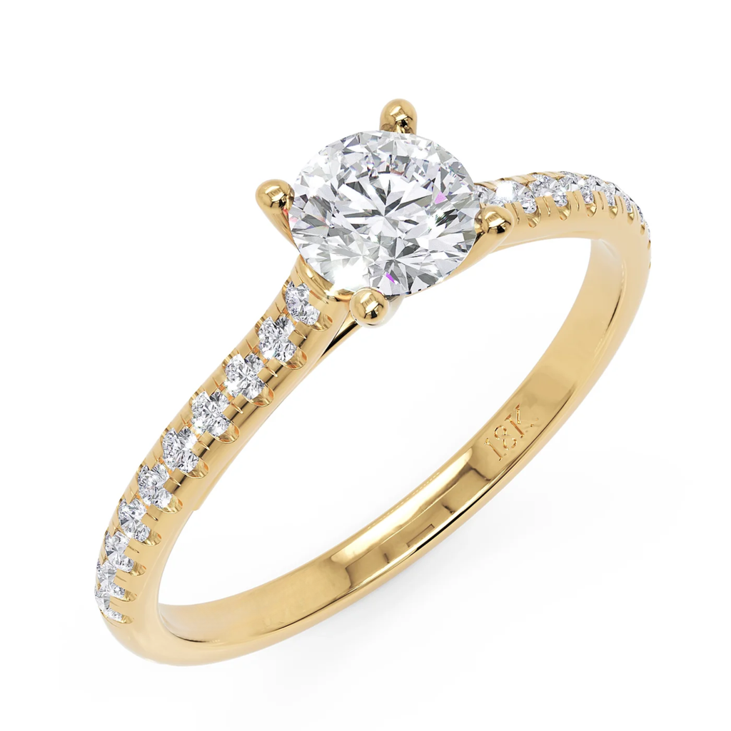 Golden Pavé Diamond Engagement Ring in Solid Gold
