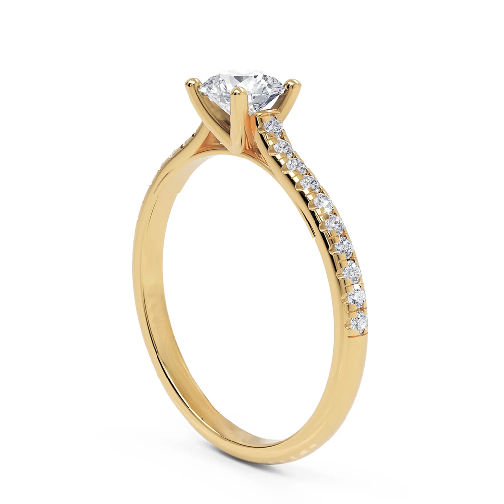 Golden Pavé Diamond Engagement Ring in Solid Gold