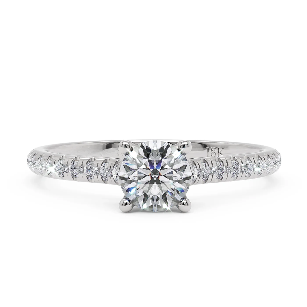 Golden Pavé Diamond Engagement Ring in Solid Gold