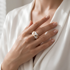 Minimalist Chevron Oura Ring 5 Cover Sterling Silver