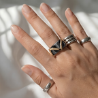 Minimalist Chevron Oura Ring 5 Cover Sterling Silver