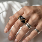 Minimalist Chevron Oura Ring 5 Cover Sterling Silver