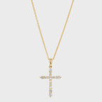 10K Solid Gold Moissanite Encrusted Cross Pendant / Silver Cross Necklace with Moissanite Diamond / Moissanite Cross Necklaces for Women