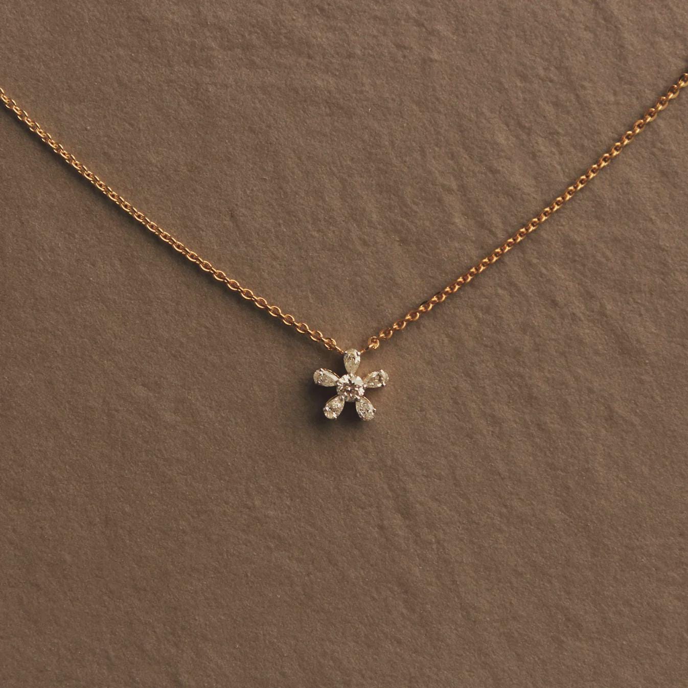Dainty Snowflake Moissanite Pendant Necklace | 10K Gold & Sterling Silver | Winter Jewelry, D-F VVS Clarity, Custom Chain, Holiday Gift