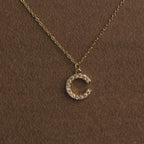 Personalized Moissanite Initial Pendant Necklace: 10K Gold or Sterling Silver