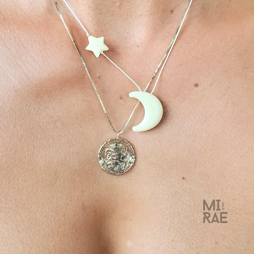 Colgante de oro de 14 quilates de San Cristóbal con diamantes, collar religioso