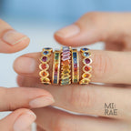 Rainbow Natural Sapphire Ring | Prismatic 14K Yellow Gold Multicolor Gemstone Ring | Bold Gradient Statement Jewelry
