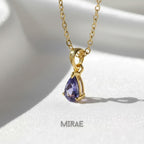 Violet Blue Tanzanite Teardrop Necklace Pear Gemstone Charm Pendant
