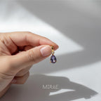 Violet Blue Tanzanite Teardrop Necklace Pear Gemstone Charm Pendant