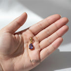 Violet Blue Tanzanite Teardrop Necklace Pear Gemstone Charm Pendant