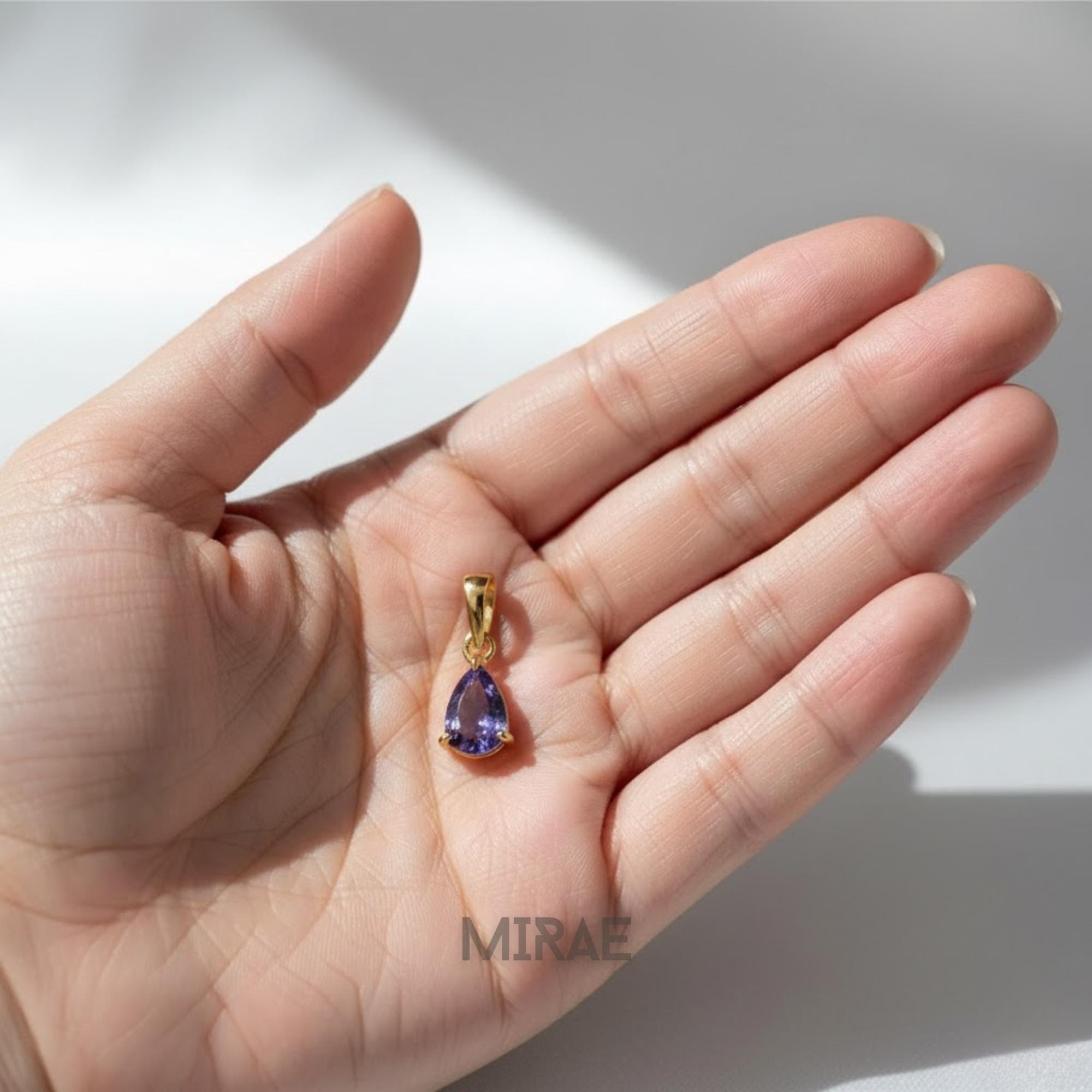 Violet Blue Tanzanite Teardrop Necklace Pear Gemstone Charm Pendant