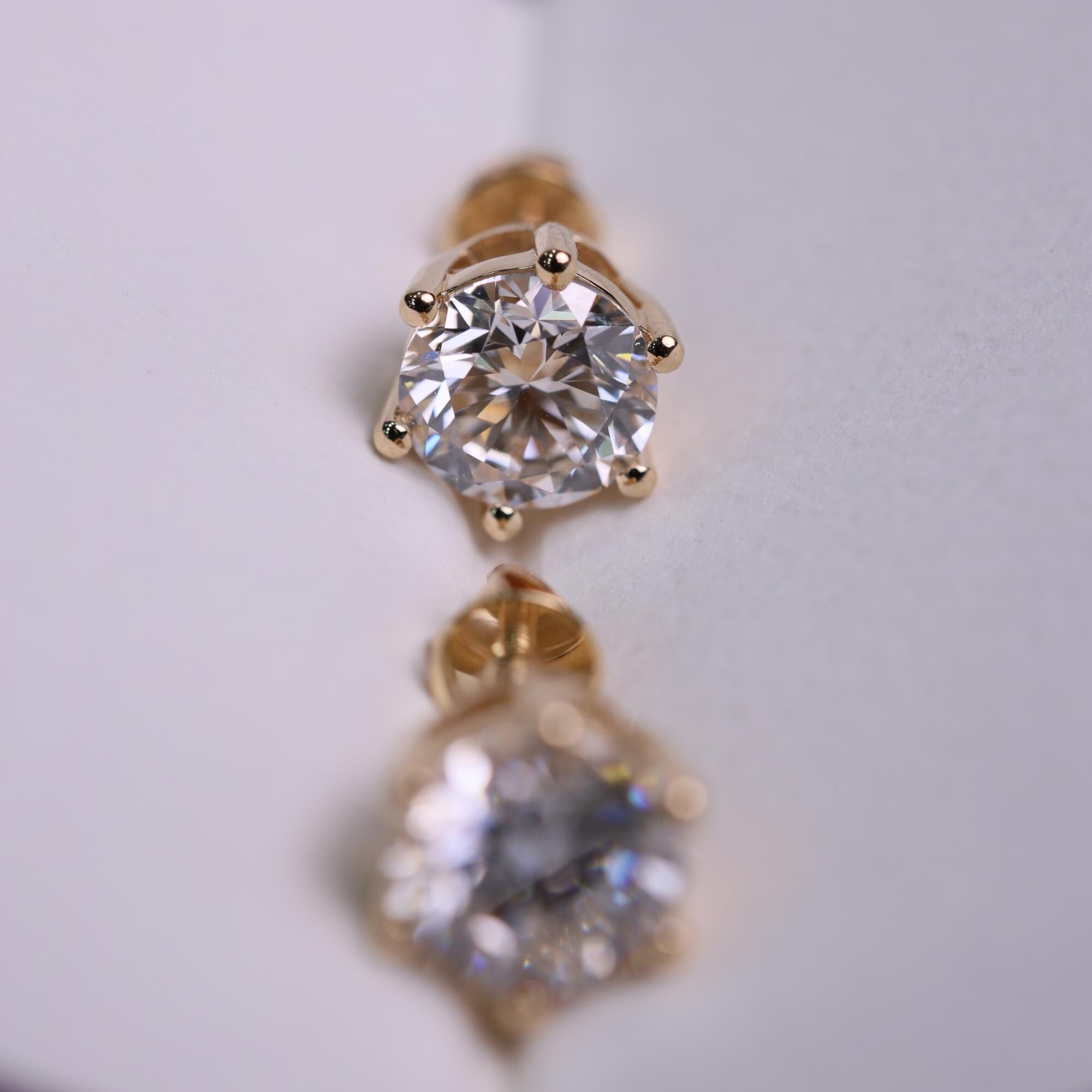 Round Lab Grown Diamond 6 Prong Stud Earrings