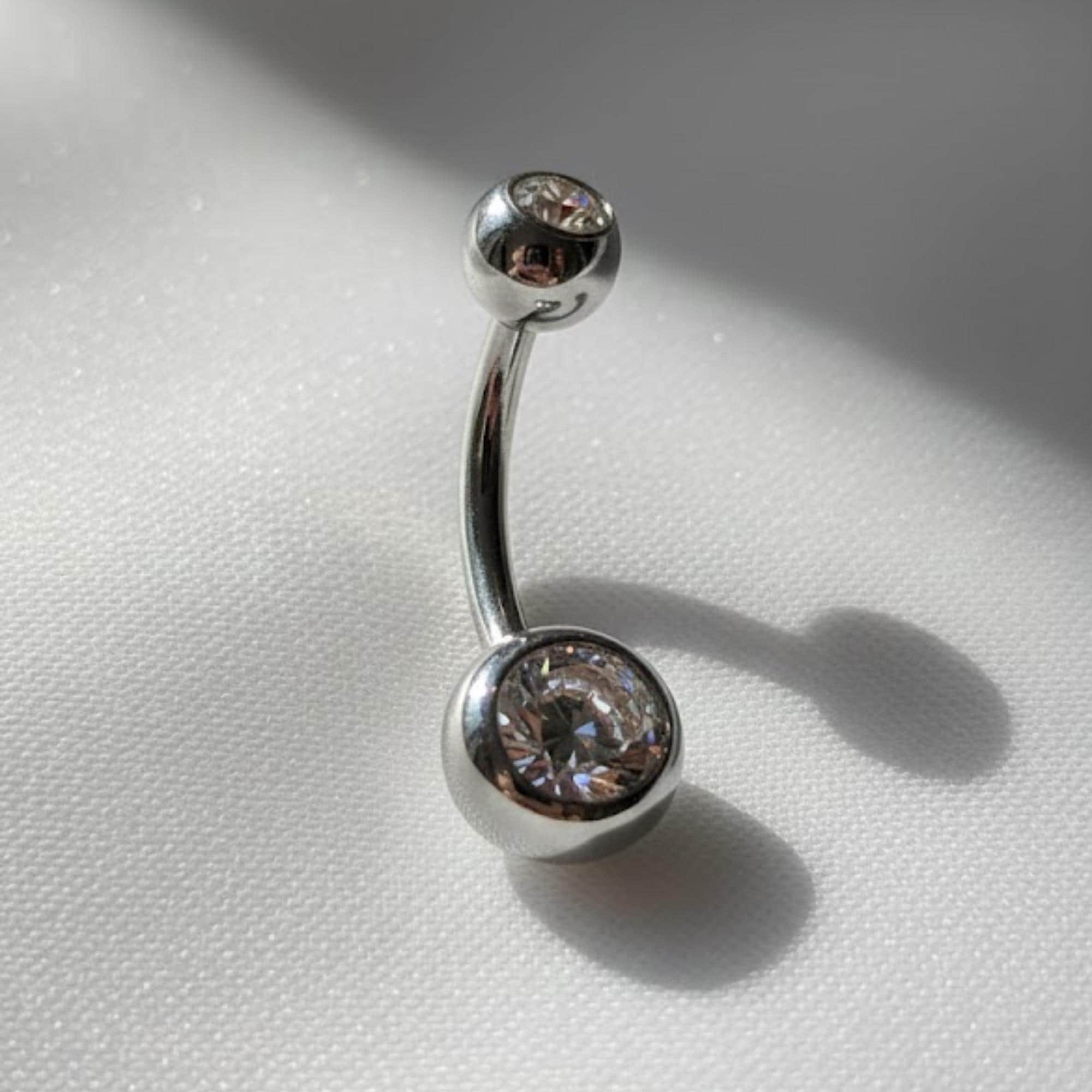 Belly Button Ring 10K Solid Gold Diamond Belly Button Piercing Belly Ring Belly Navel Piercing Jewelry Minimalist Belly Piercing Ring