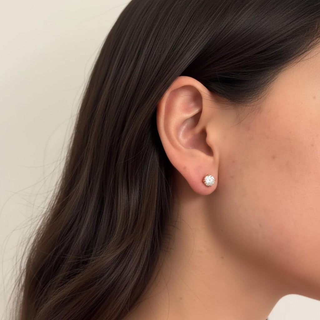 Boucles d'oreilles clous en diamant taille ronde de 1,00 carat, monture martini