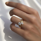 Pear Shaped Diamond Ring Enhancer | Bridal Halo and Sculpted Band in 10K Gold | Teardrop Lab Grown Diamonds, Wedding and Anniversary Upgrade