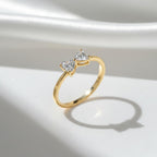 Kissing Hearts Diamond Ring, Bowtie Heart Cut Lab Grown Diamond, 14K Gold Dainty Engagement Ring, Romantic Wedding Band, Artisan Jewelry