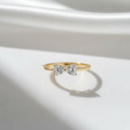 Kissing Hearts Diamond Ring, Bowtie Heart Cut Lab Grown Diamond, 14K Gold Dainty Engagement Ring, Romantic Wedding Band, Artisan Jewelry