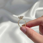 2 Carat Oval Cut Lab Diamond Solitaire Ring, Certified Elongated Diamond with Hidden Halo, 14K Gold Engagement Ring, Proposal Ring For Her