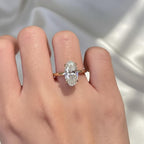 2 Carat Oval Cut Lab Diamond Solitaire Ring, Certified Elongated Diamond with Hidden Halo, 14K Gold Engagement Ring, Proposal Ring For Her