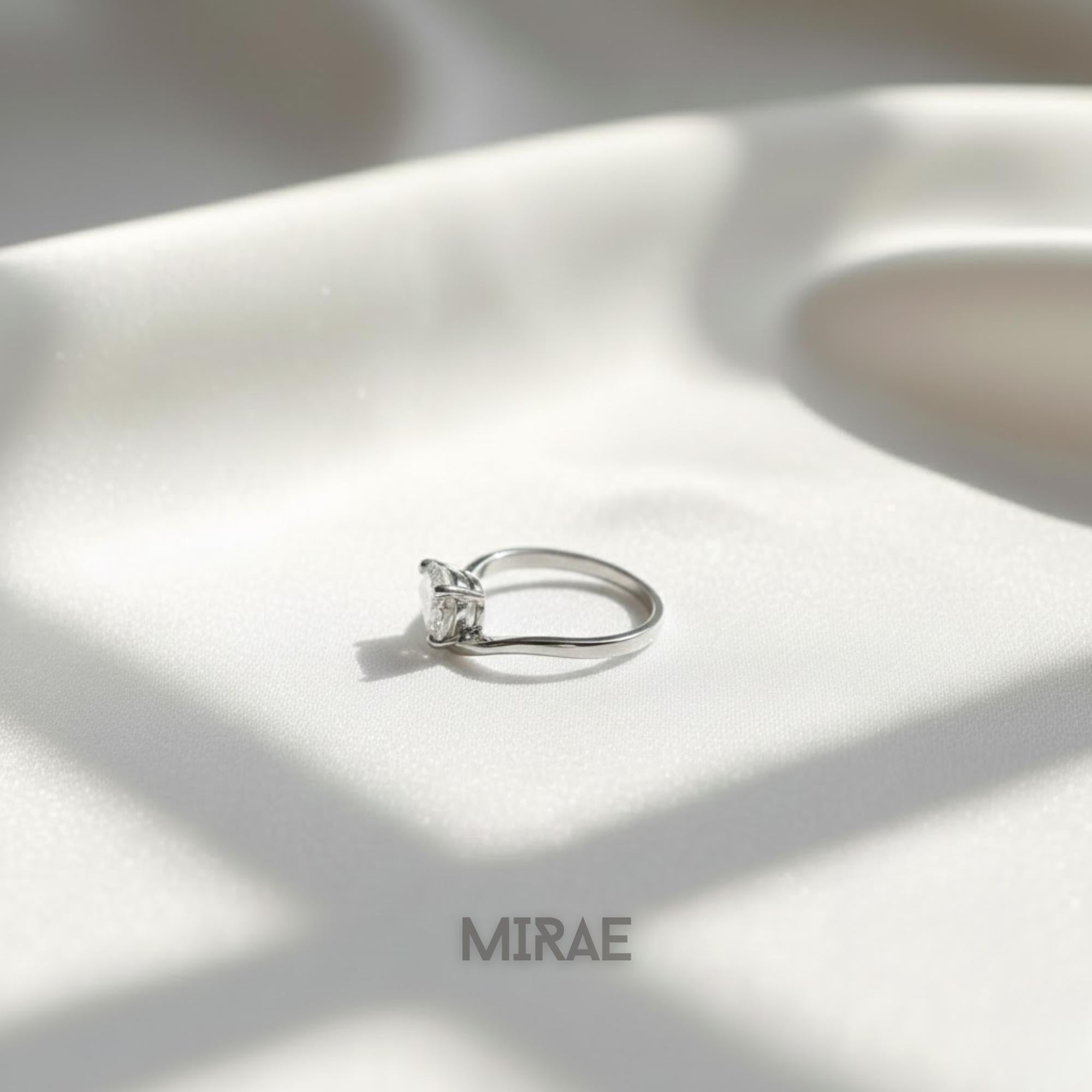 1.00 Carat Pear Cut Lab Grown Diamond Curved Ring, CVD Diamond Solitaire Ring For Wedding Gift, 14K Yellow Gold Anniversary Ring For Her