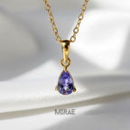 Violet Blue Tanzanite Teardrop Necklace Pear Gemstone Charm Pendant