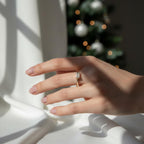 East West Emerald Cut Half Bezel Diamond Ring | 1 Carat Lab Grown Diamond Band | Flat Demi Flush Setting Ring