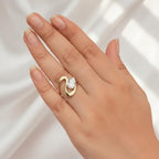 2.00 Carat Pear Cut Lab Grown Diamond Curved Ring, CVD Diamond Solitaire Ring For Wedding Gift, 14K Yellow Gold Anniversary Ring For Her