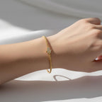 Diamond Hamsa Hand Bracelet in 14k Rose Gold, Hamsa Bracelet, Diamond Bangle, Stackable Bangle, Premium Yellow White, Flexible Bangle Gift