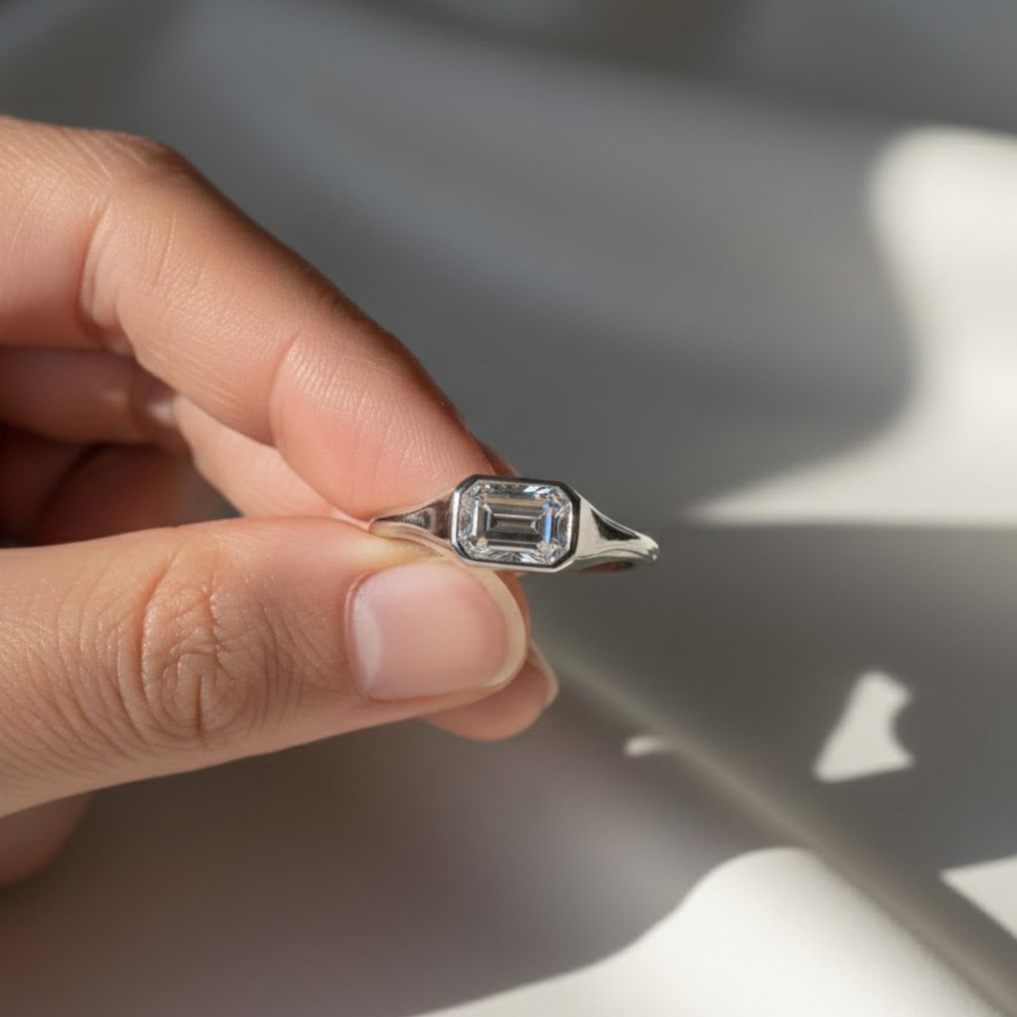 2 Carat Emerald Cut Lab Grown IGI Certified Diamond Signet Ring