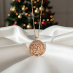 14K Gold Saint Christopher Pendant with Diamonds Religious Necklace