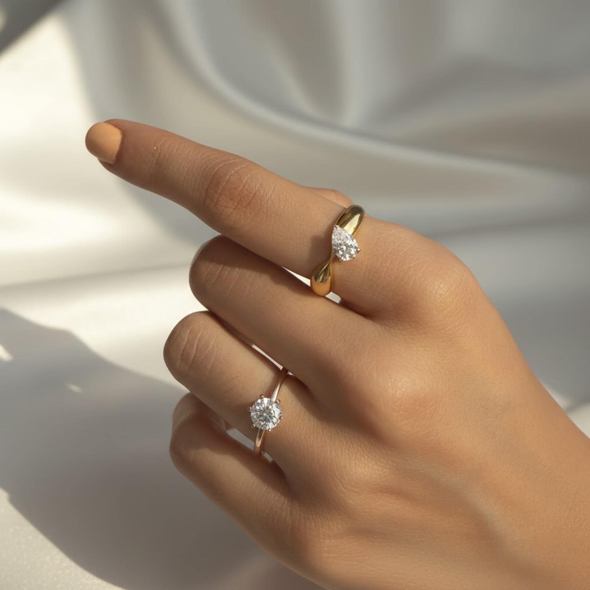 Pear Shaped Diamond Ring Enhancer | Bridal Halo and Sculpted Band in 10K Gold | Teardrop Lab Grown Diamonds, Wedding and Anniversary Upgrade