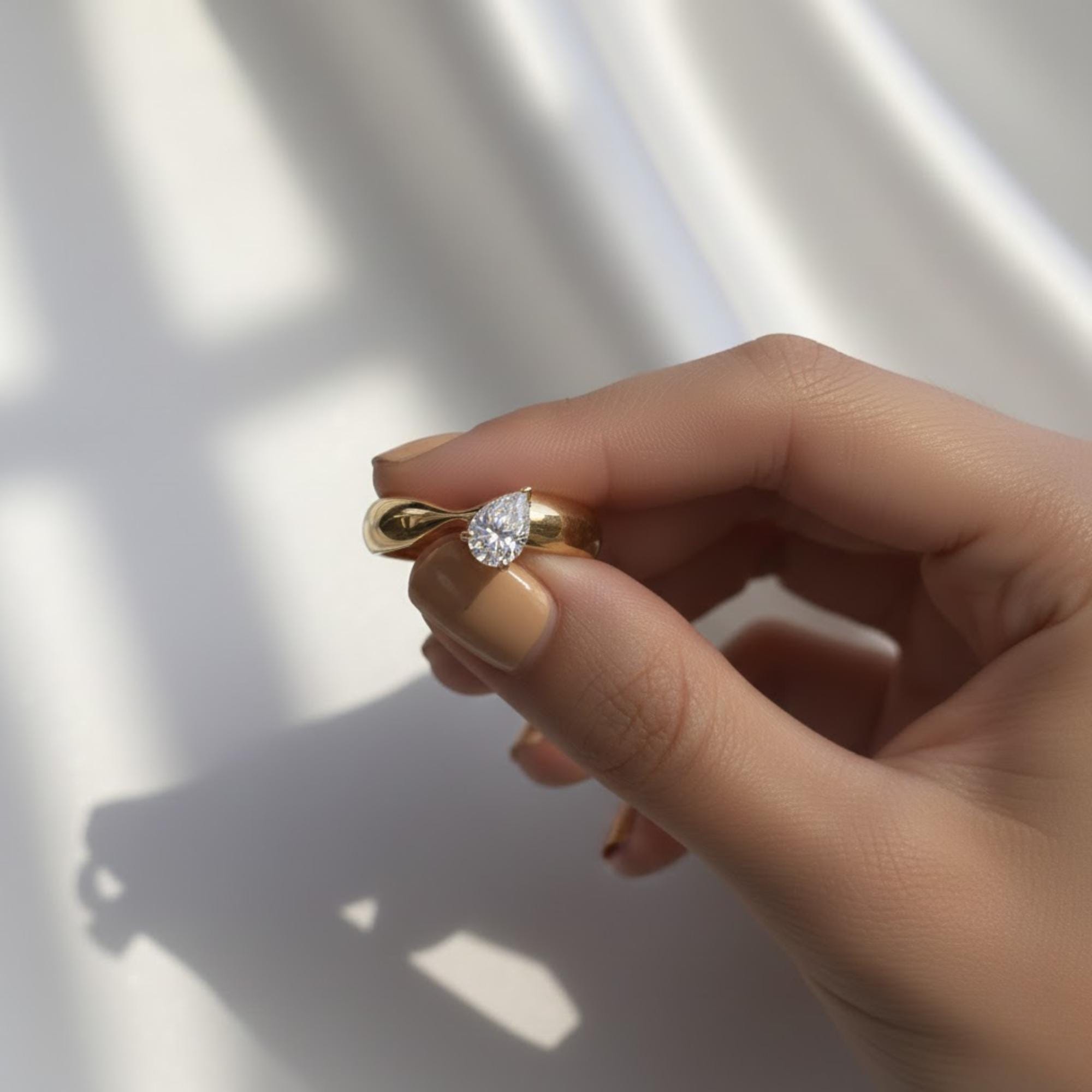 Pear Shaped Diamond Ring Enhancer | Bridal Halo and Sculpted Band in 10K Gold | Teardrop Lab Grown Diamonds, Wedding and Anniversary Upgrade