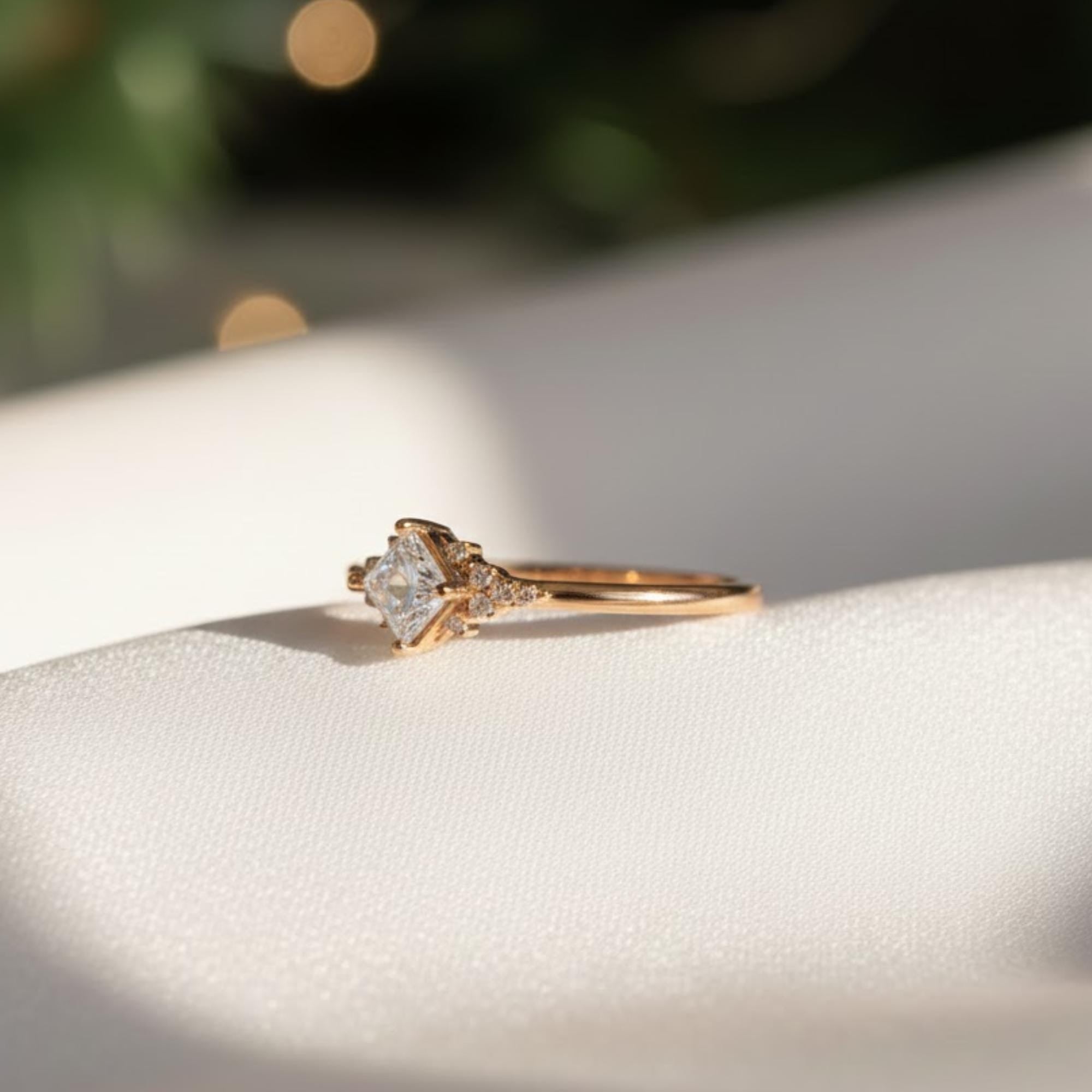 Unique Engagement Ring Princess Cut Lab Diamond Ring, Square Engagement Ring, Princess Square Engagement Ring, Princess Cut 1CT Lab Diamond