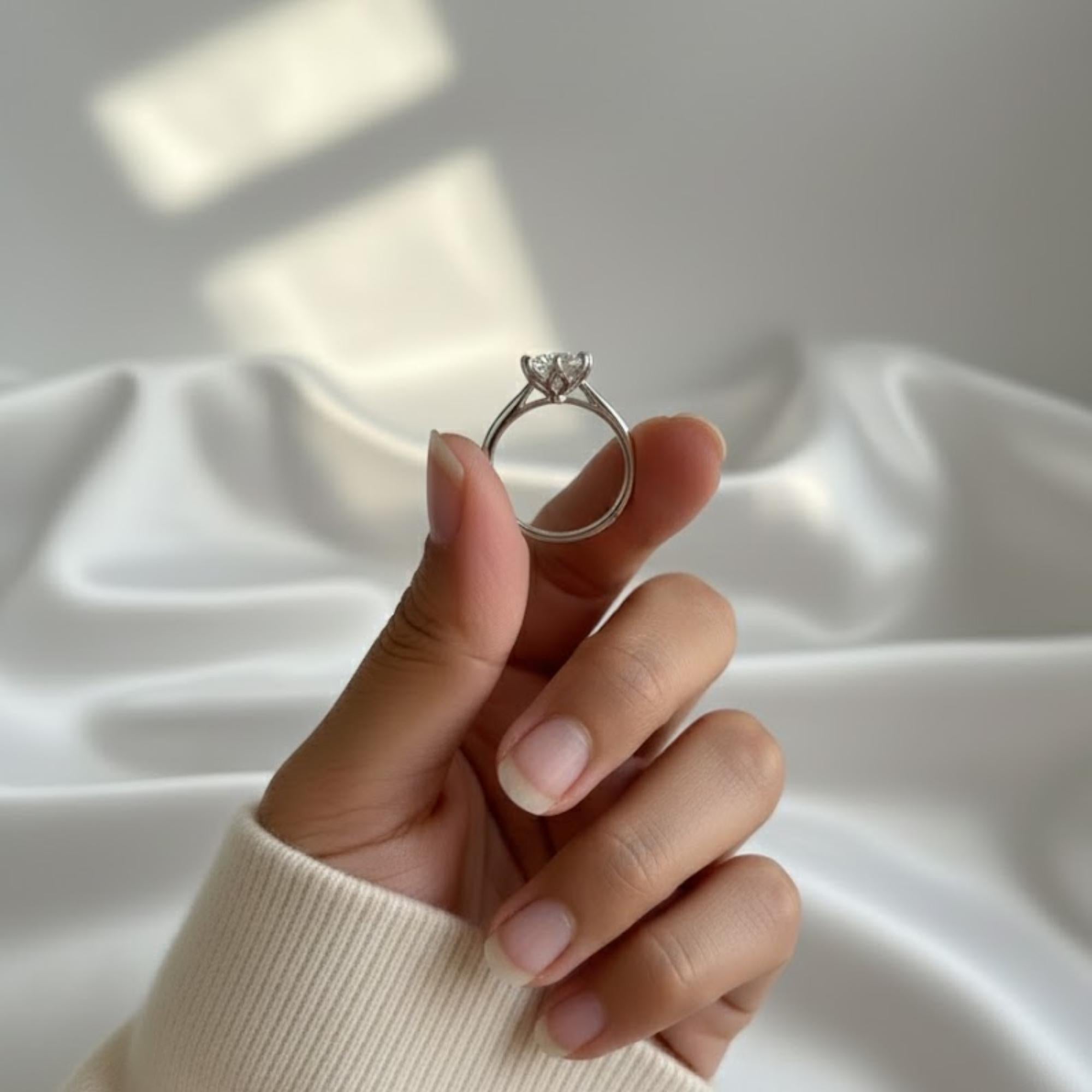IGI Certified 2 Carat Lab Diamond Ring | Vintage Tulip Solitaire Ring | 14K Gold Flower Setting Engagement Ring