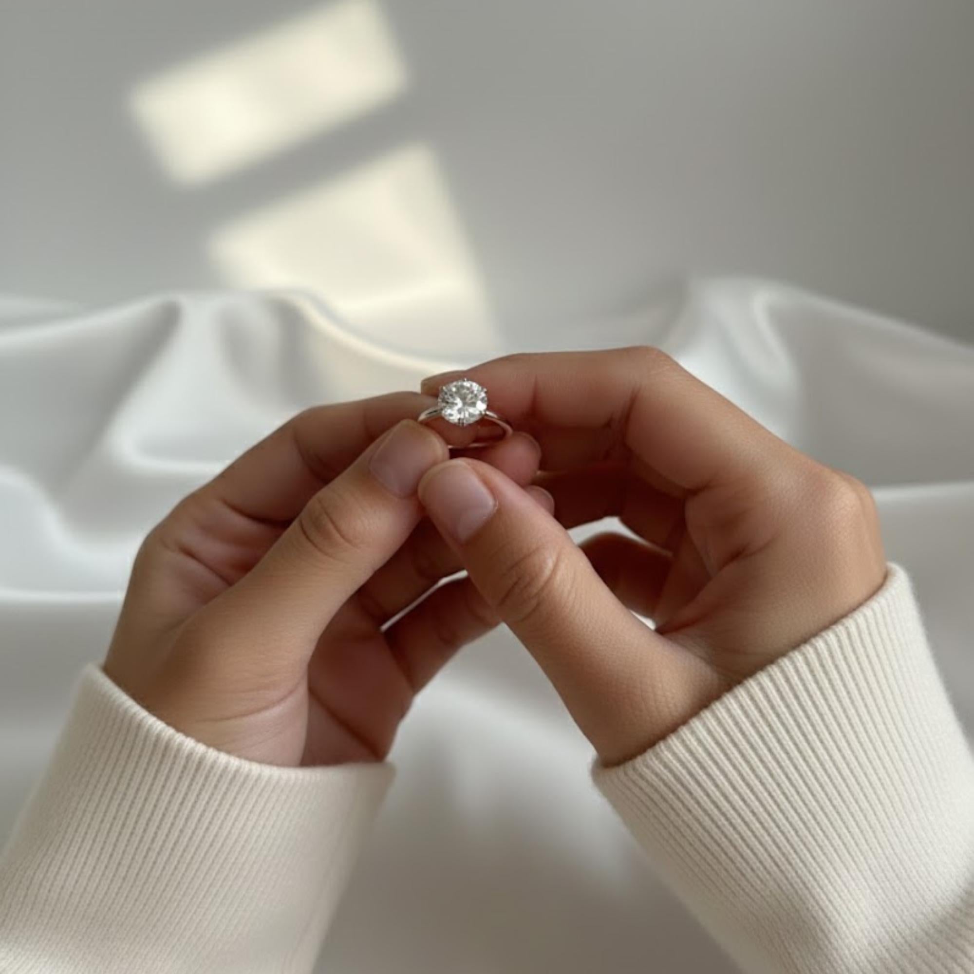 IGI Certified 2 Carat Lab Diamond Ring | Vintage Tulip Solitaire Ring | 14K Gold Flower Setting Engagement Ring