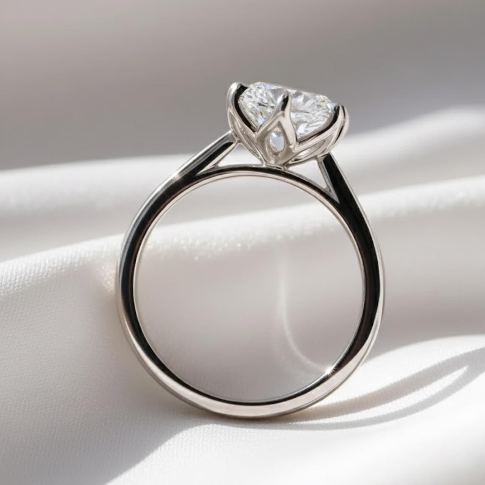 IGI Certified 2 Carat Lab Diamond Ring | Vintage Tulip Solitaire Ring | 14K Gold Flower Setting Engagement Ring