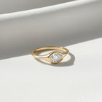 1 Carat East West Oval Lab Grown Diamond Ring, 14k Gold Bezel Engagement Ring, Oval IGI Certified Diamond Ring, Dainty Solitaire Ring Gift