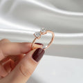 Kissing Hearts Diamond Ring, Bowtie Heart Cut Lab Grown Diamond, 14K Gold Dainty Engagement Ring, Romantic Wedding Band, Artisan Jewelry