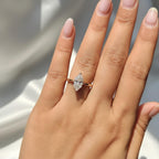 Antique Dutch Marquise Cut Lab Grown Diamond Solitaire Wedding Ring, V Prong Tapered Shank Engagement Ring for Women, Unique Promise Ring