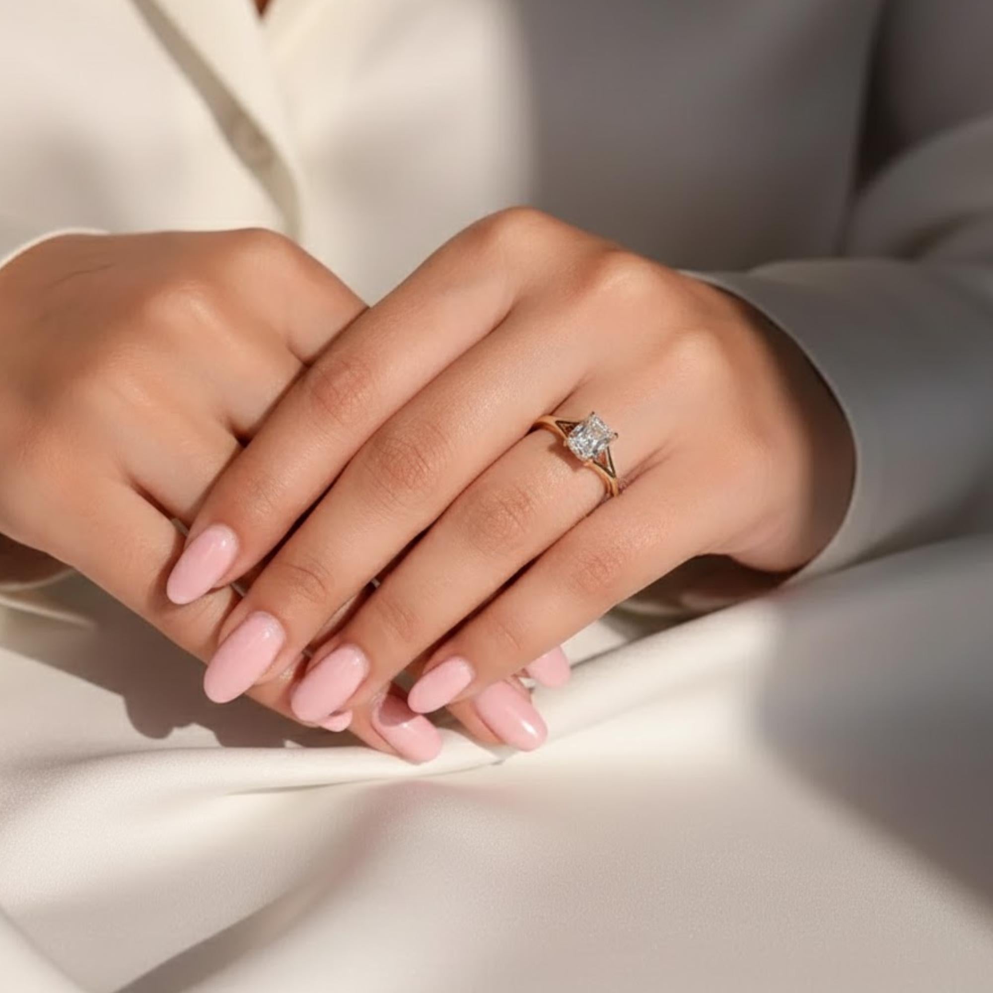Old Mine Cut Cushion Diamond Split Shank Engagement Ring, Solitaire Wedding Ring for Her, Comfort Fit Promise Ring, Handmade Ring for Gift