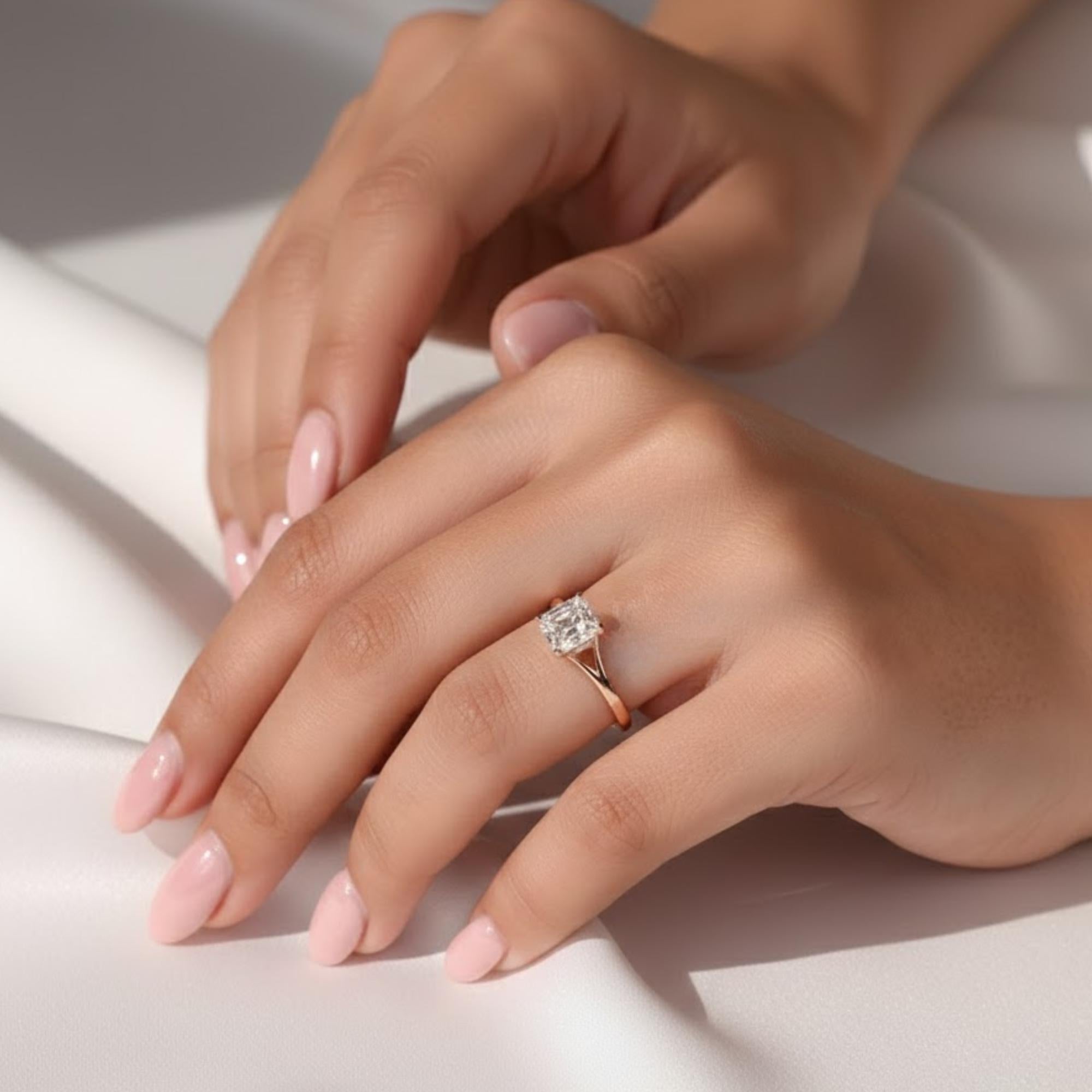 Old Mine Cut Cushion Diamond Split Shank Engagement Ring, Solitaire Wedding Ring for Her, Comfort Fit Promise Ring, Handmade Ring for Gift