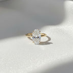2 Carat Oval Cut Lab Diamond Solitaire Ring, Certified Elongated Diamond with Hidden Halo, 14K Gold Engagement Ring, Proposal Ring For Her