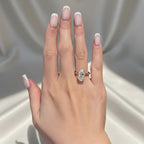 2 Carat Oval Cut Lab Diamond Solitaire Ring, Certified Elongated Diamond with Hidden Halo, 14K Gold Engagement Ring, Proposal Ring For Her
