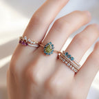 Natural Peridot and London Blue Topaz Ring | Green Gemstone Halo Cocktail Ring | Natural Birthstone Statement Ring by Mirae Jewelry
